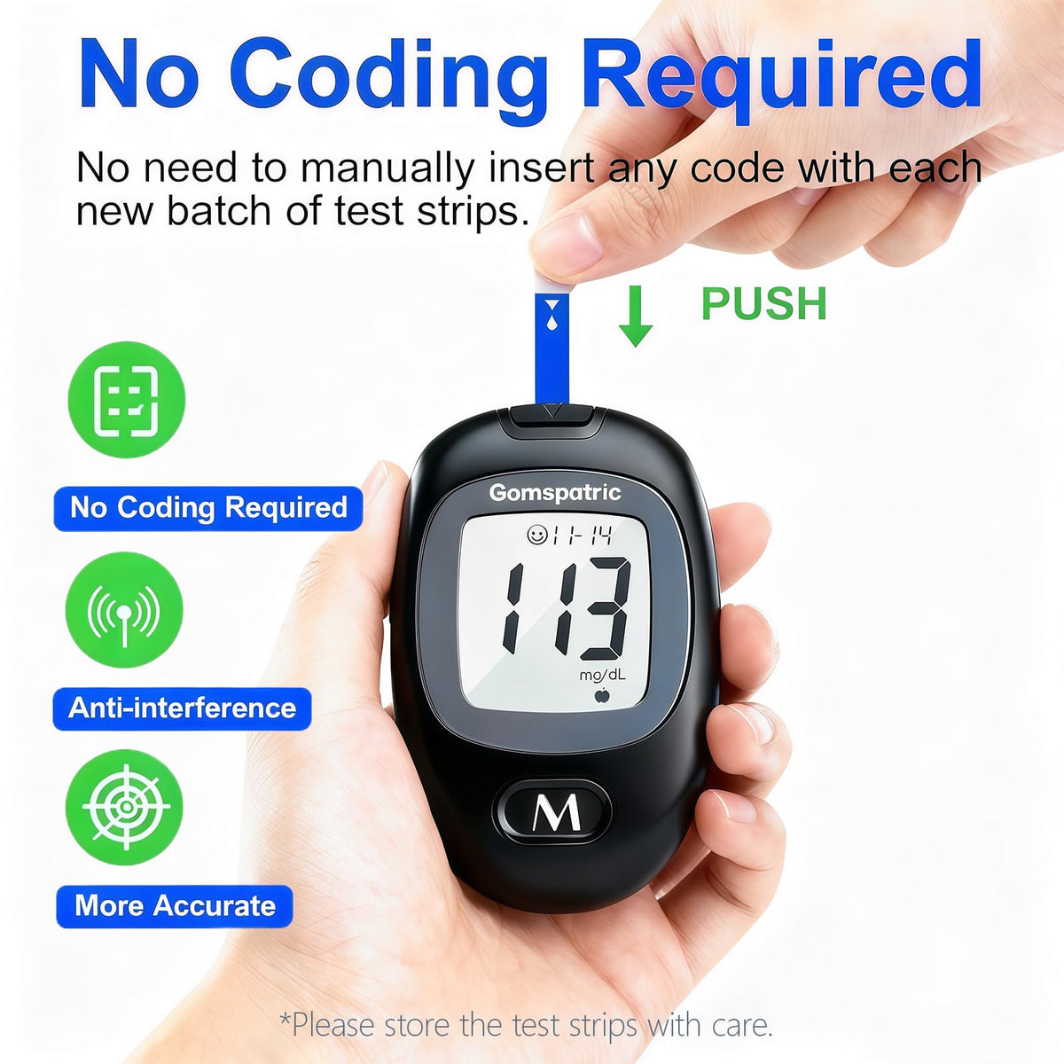 Blood Glucose Monitor Kit with 50 Test Strips and 50 Lancets A9144