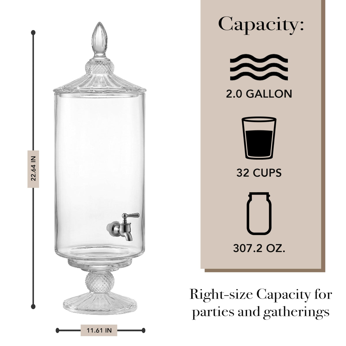 Glass Beverage Dispenser 2 Gal H62657