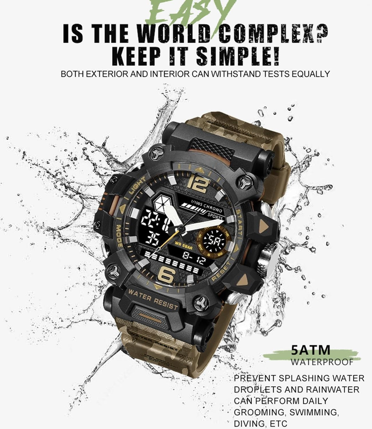 Water Resistant LED Digital Wrist Watch A111