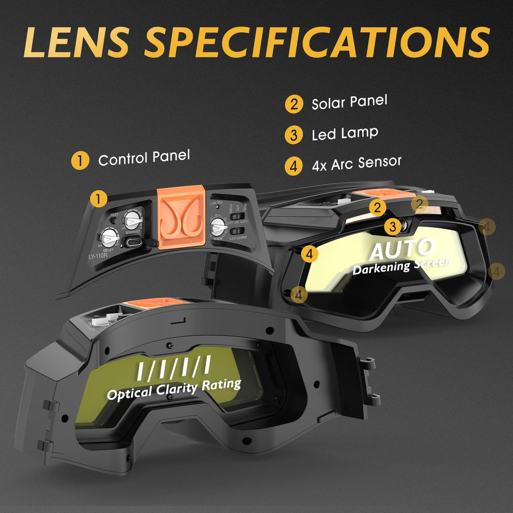 Auto-Darkening Welding Goggles with LED Light R59703