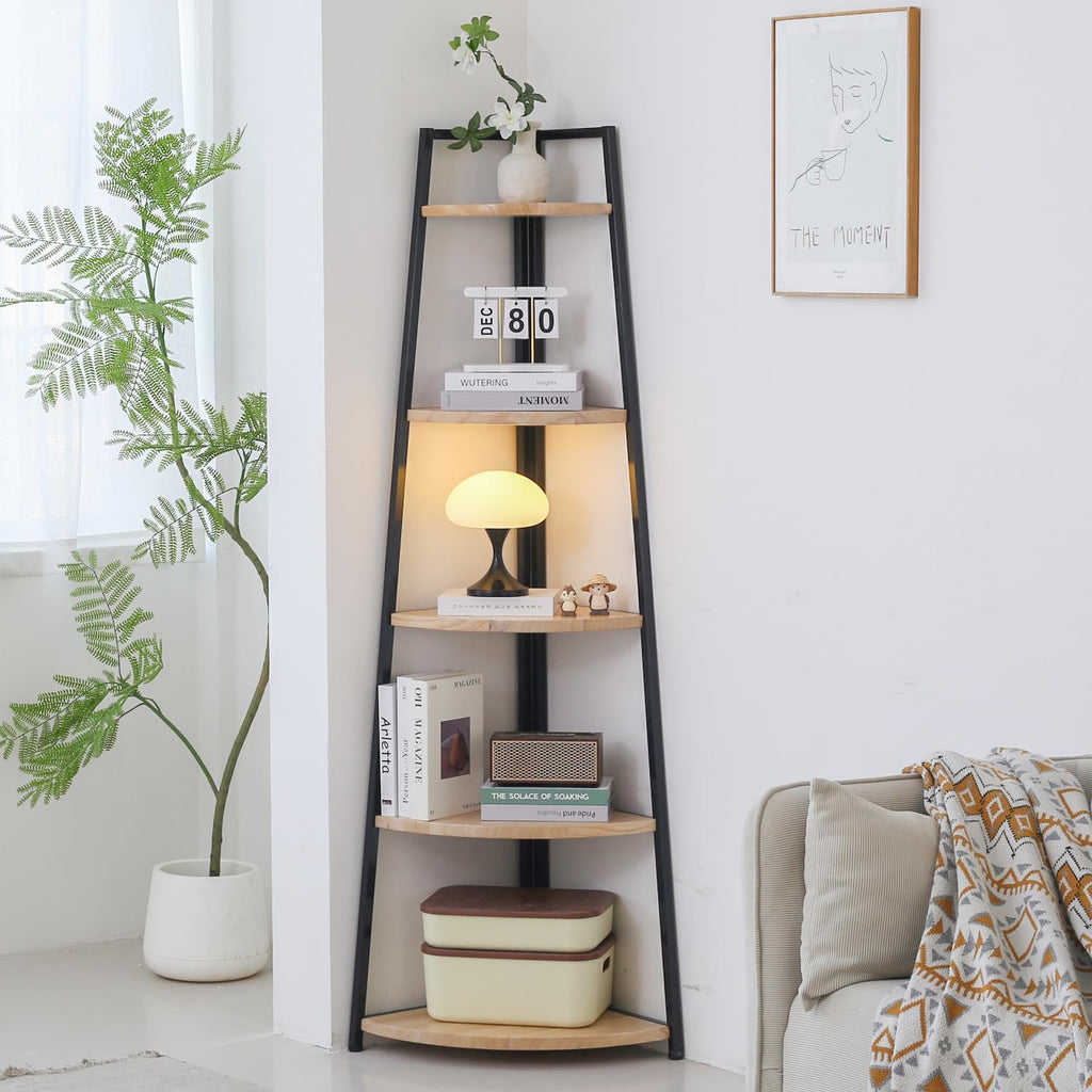 70 inch Solid Wood 5 Tier Corner Bookshelf C992654