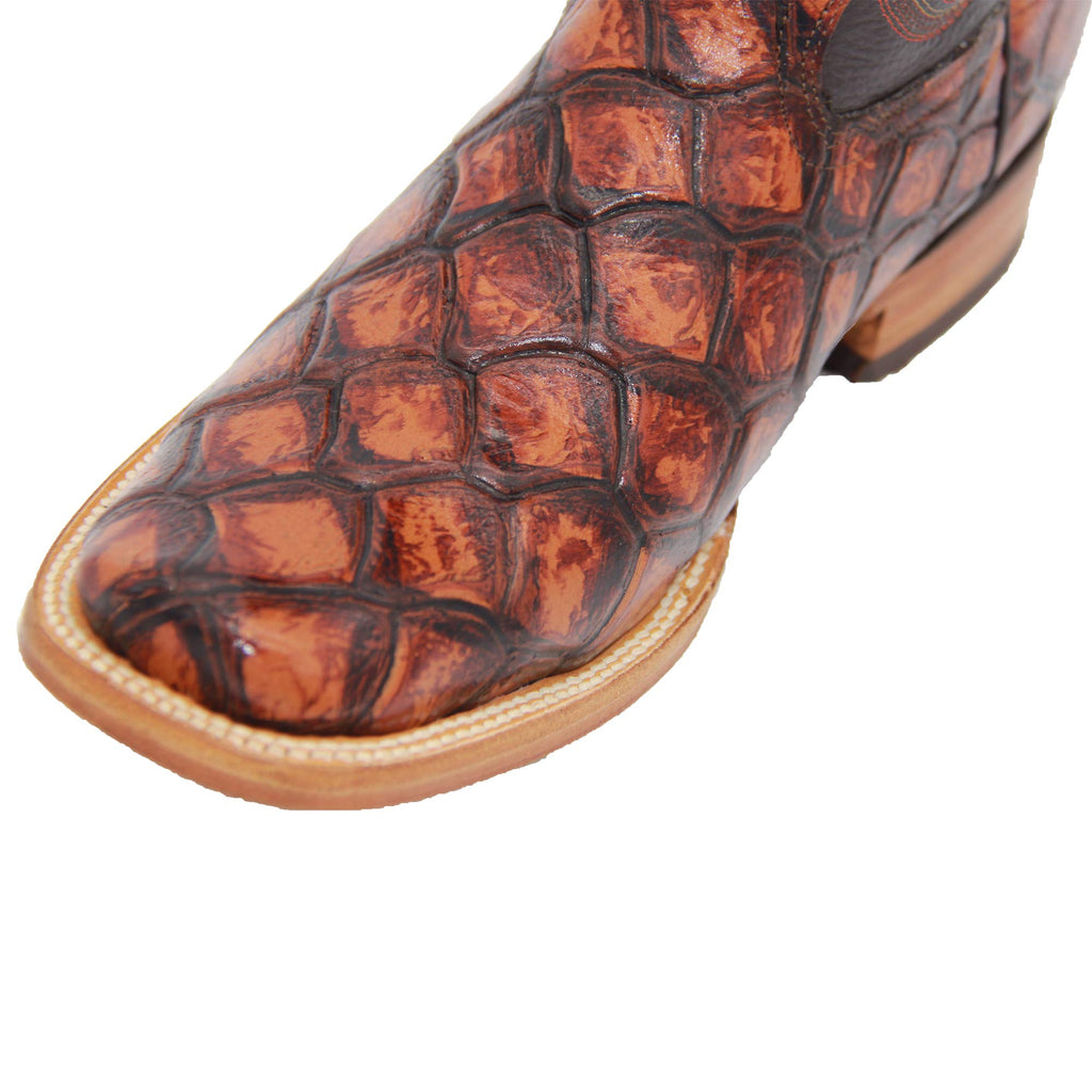 Leather Pirarucu Fish Print Western Boots T979005