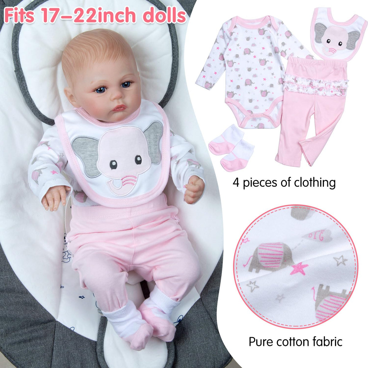 Reborn Baby Doll Clothes with Bassinet for 18-22 Inch Dolls F650215