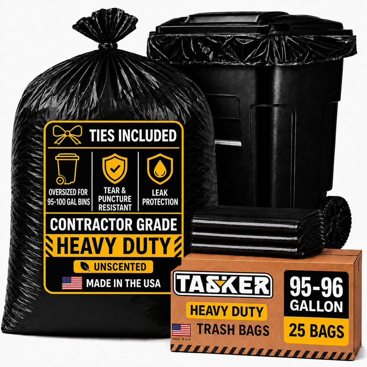 95 Gallon 2 Mil Heavy Duty Trash Bags 25 Count J9915