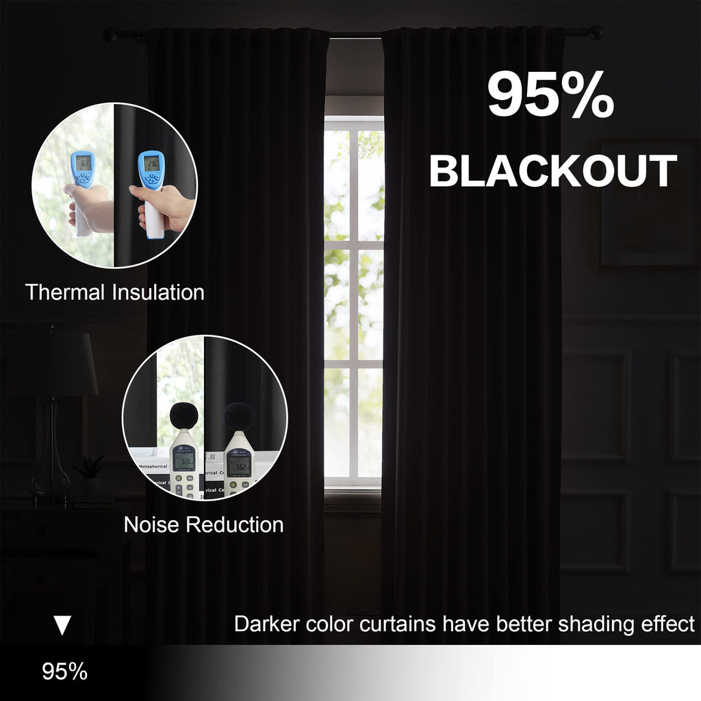 Black 102 Inches Long 2 Panels Blackout Curtains L31468