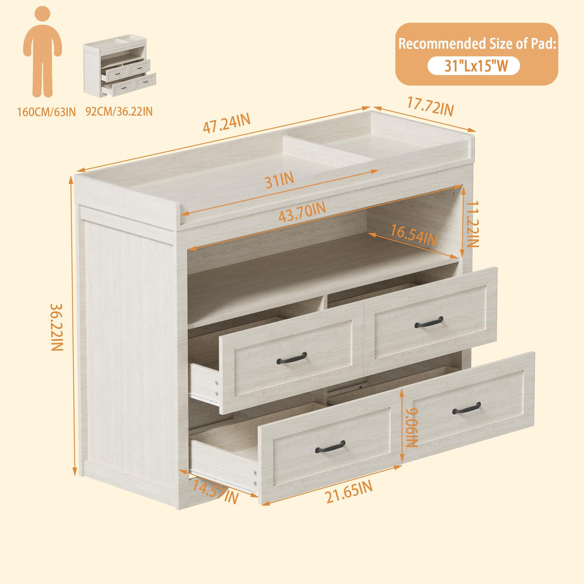Baby Changing Table with LED Light C156