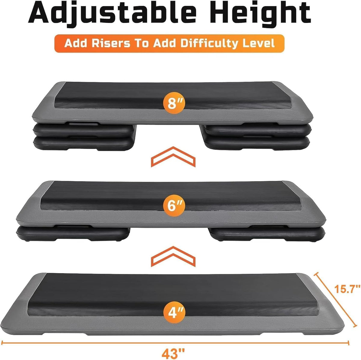 43 Inch Adjustable Aerobic Stepper with 3 Height Levels V54544