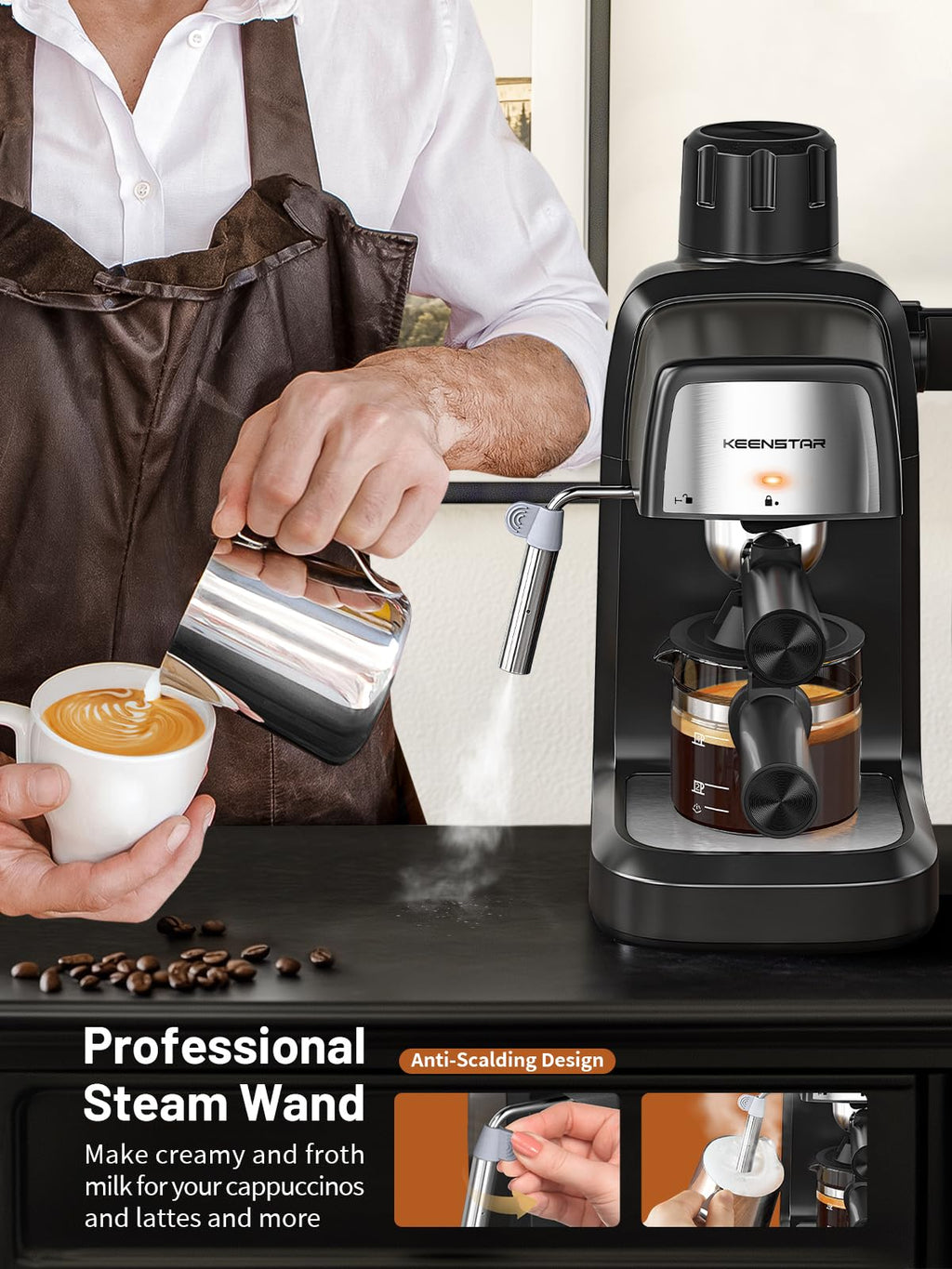 800W Compact 4-Cup Espresso Machine V909