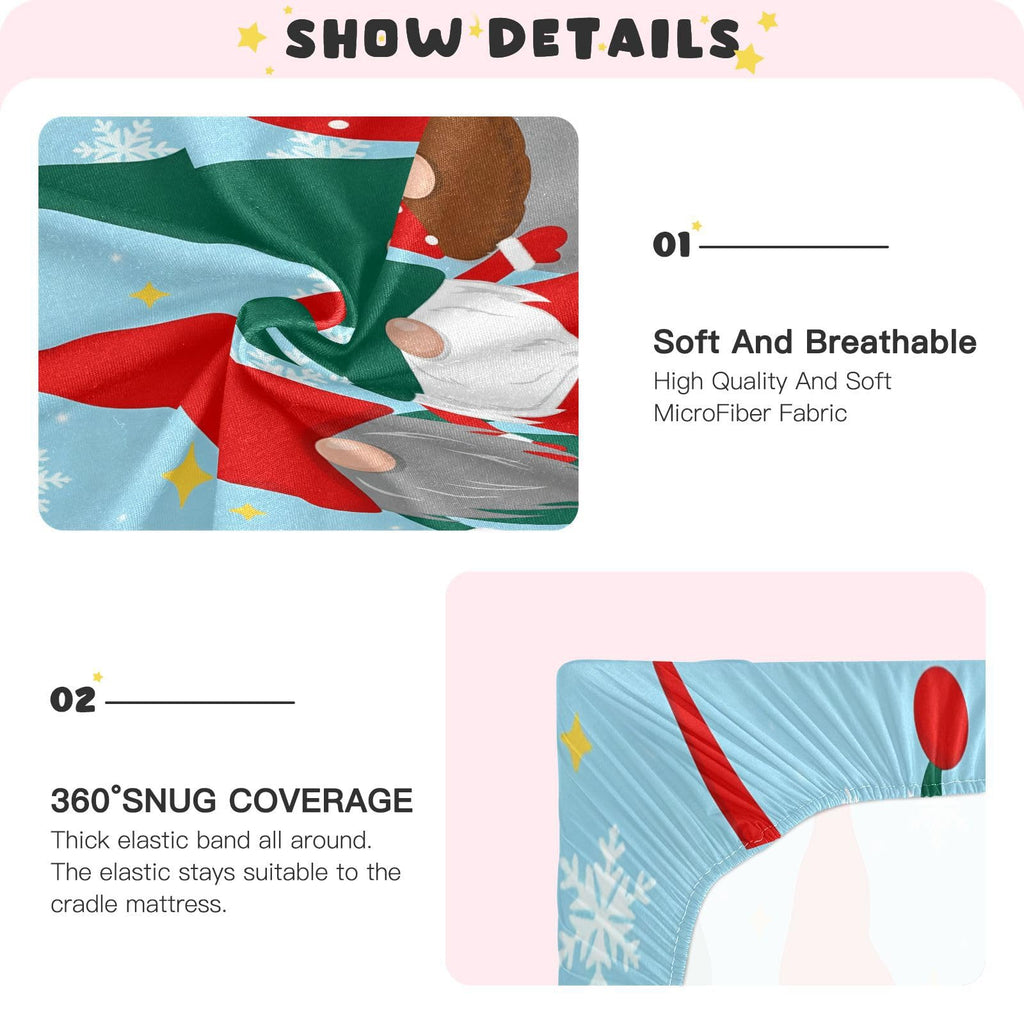 Christmas Gnomes Crib Sheet 52" x 28" X4554