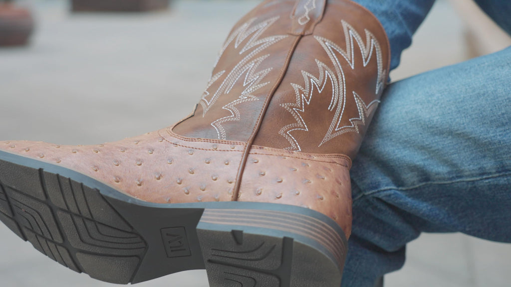 Cowboy Boots for Men Western Ostrich Embroidered Pull On Boots B583