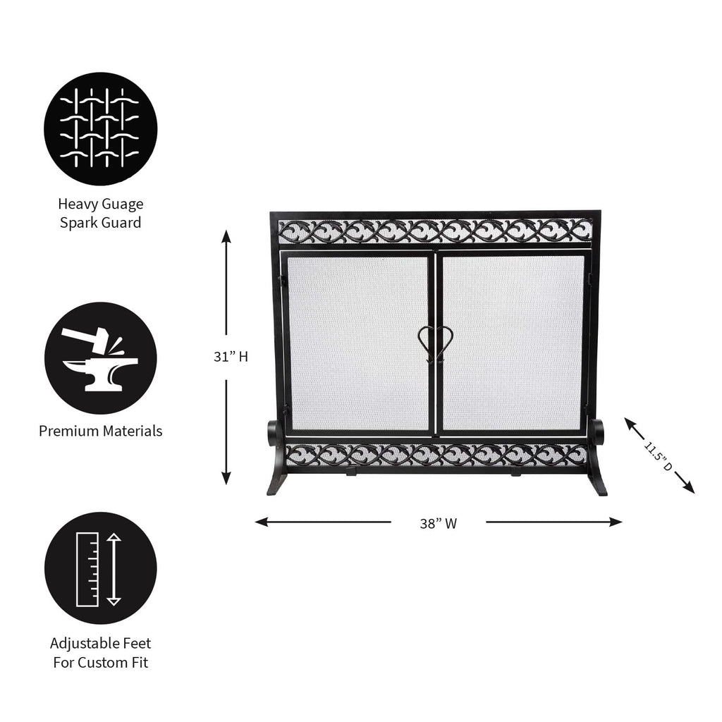 Black Metal Fireplace Screen T6918