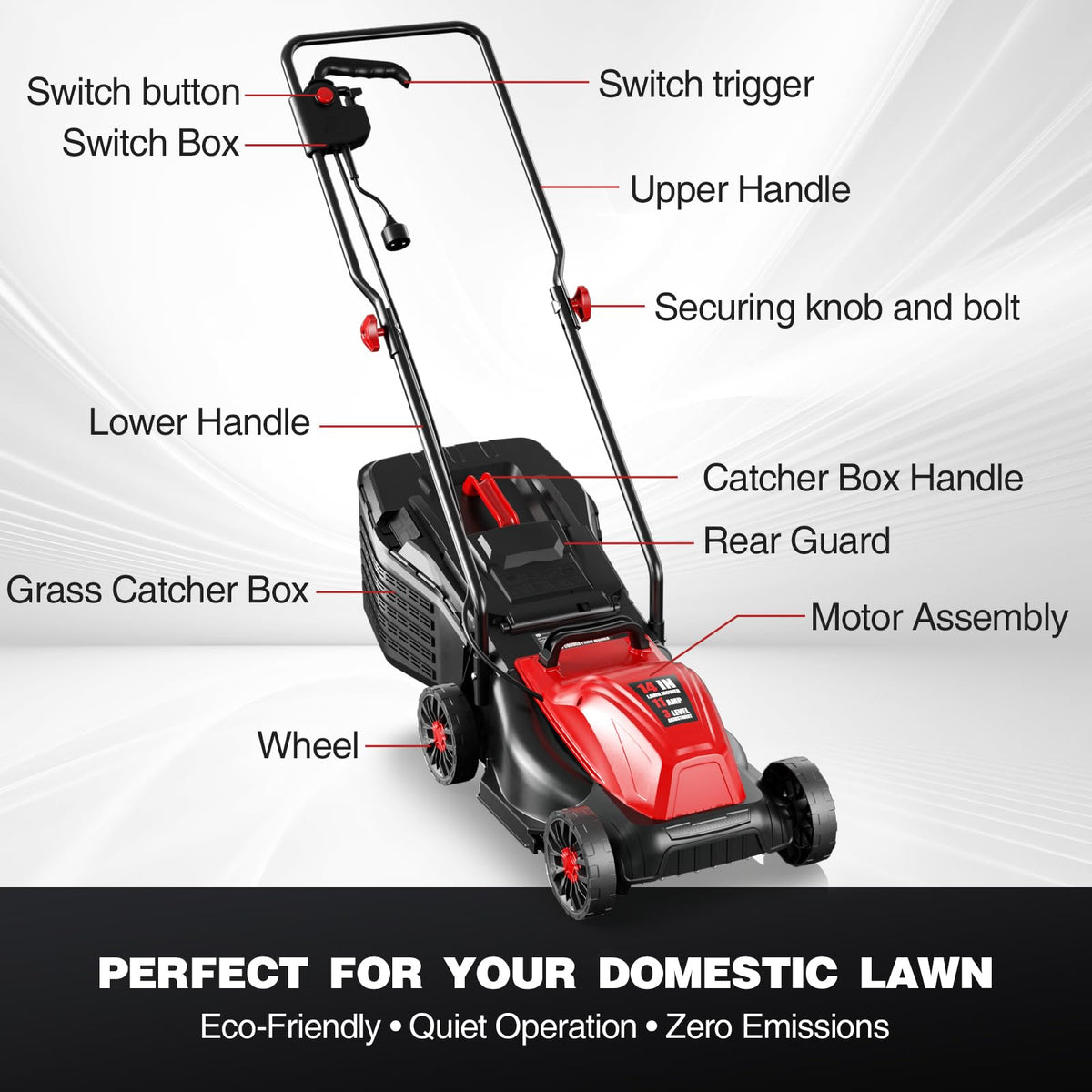 14" Corded Electric Lawn Mower with 3-Position Height Adjustment X7217