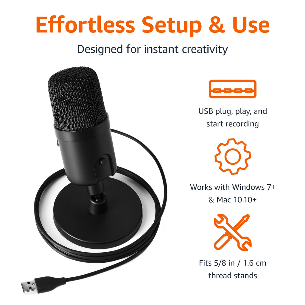 USB Condenser Microphone with Adjustable Stand, Black T9159
