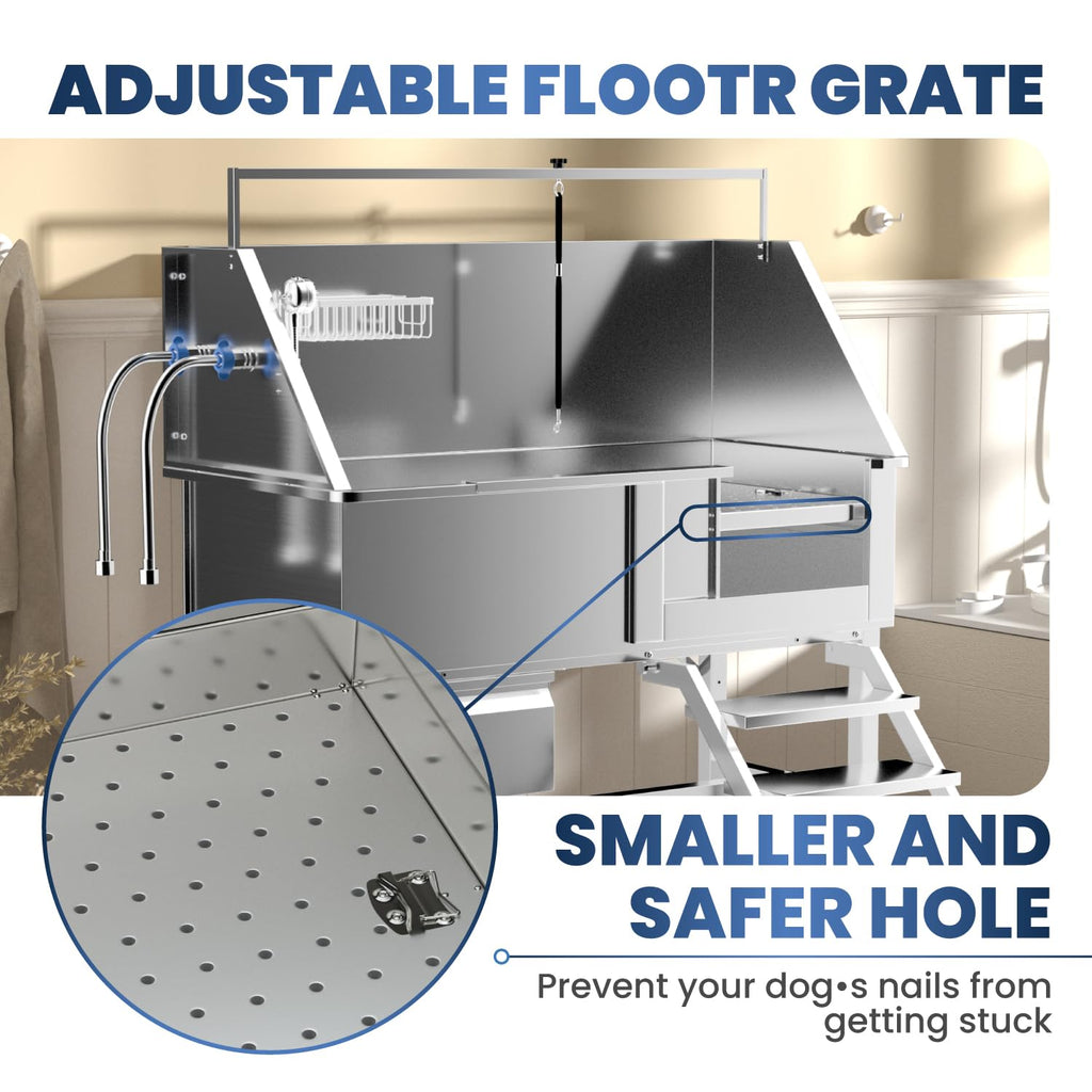 46" Stainless Steel Dog Washing Station with Storage Drawer M23848