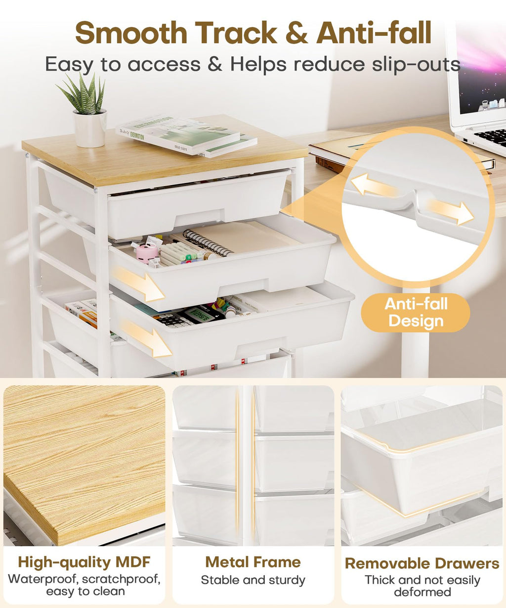 Rolling Storage Drawer Cart 8 Drawer Lockable Wheels J52647
