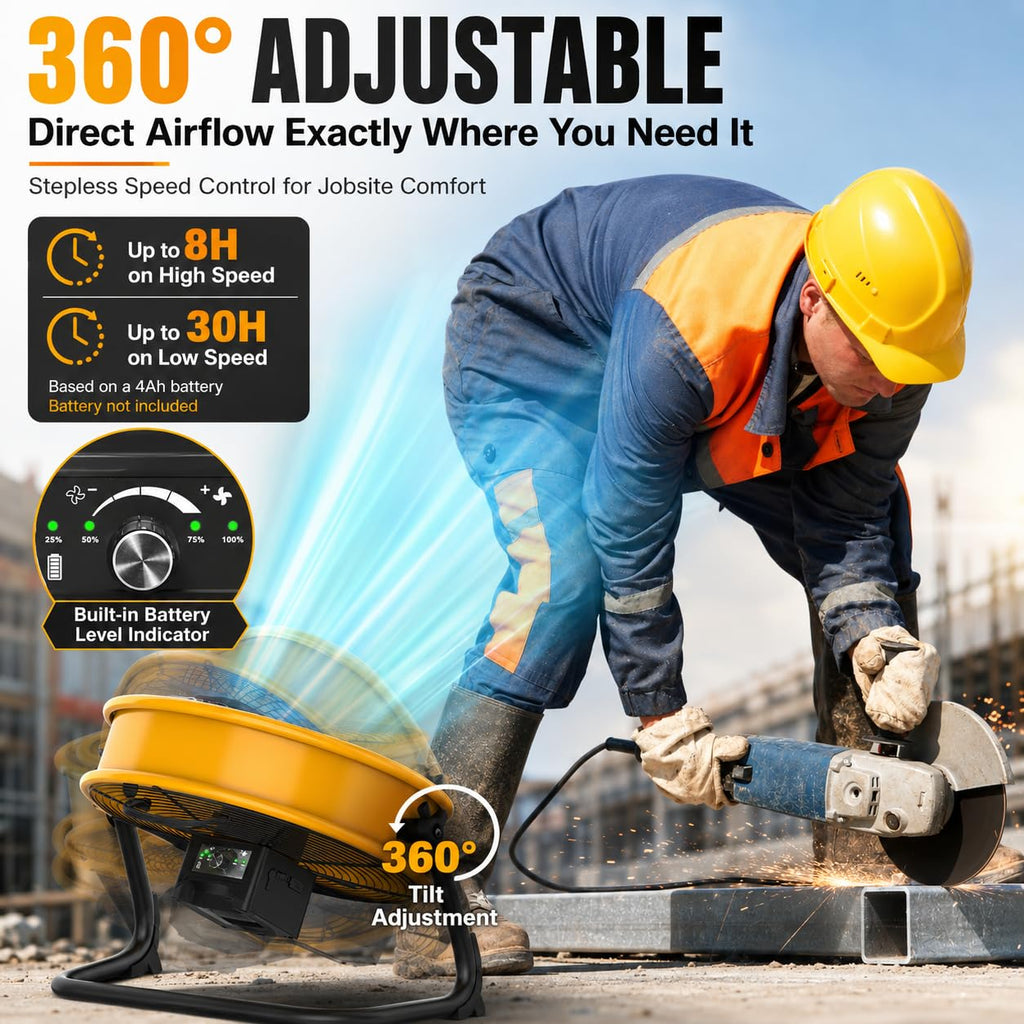 12" Battery Powered Cordless Floor Fan H368