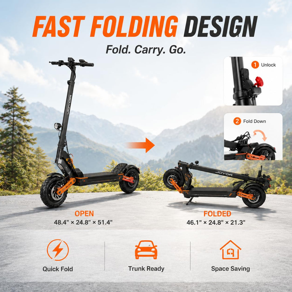 5600W Motor 46 MPH 27Ah Battery 10" Off Road Foldable Electric Scooter S6578