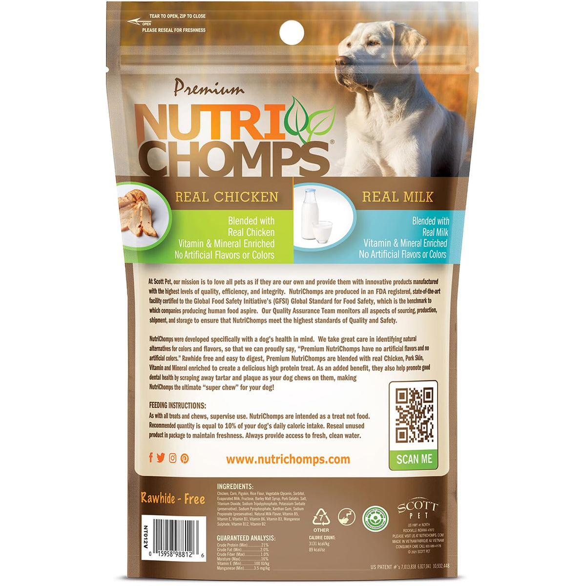 Rawhide Free Dog Chews, Milk Flavor, 6in Braids, 4ct W978800
