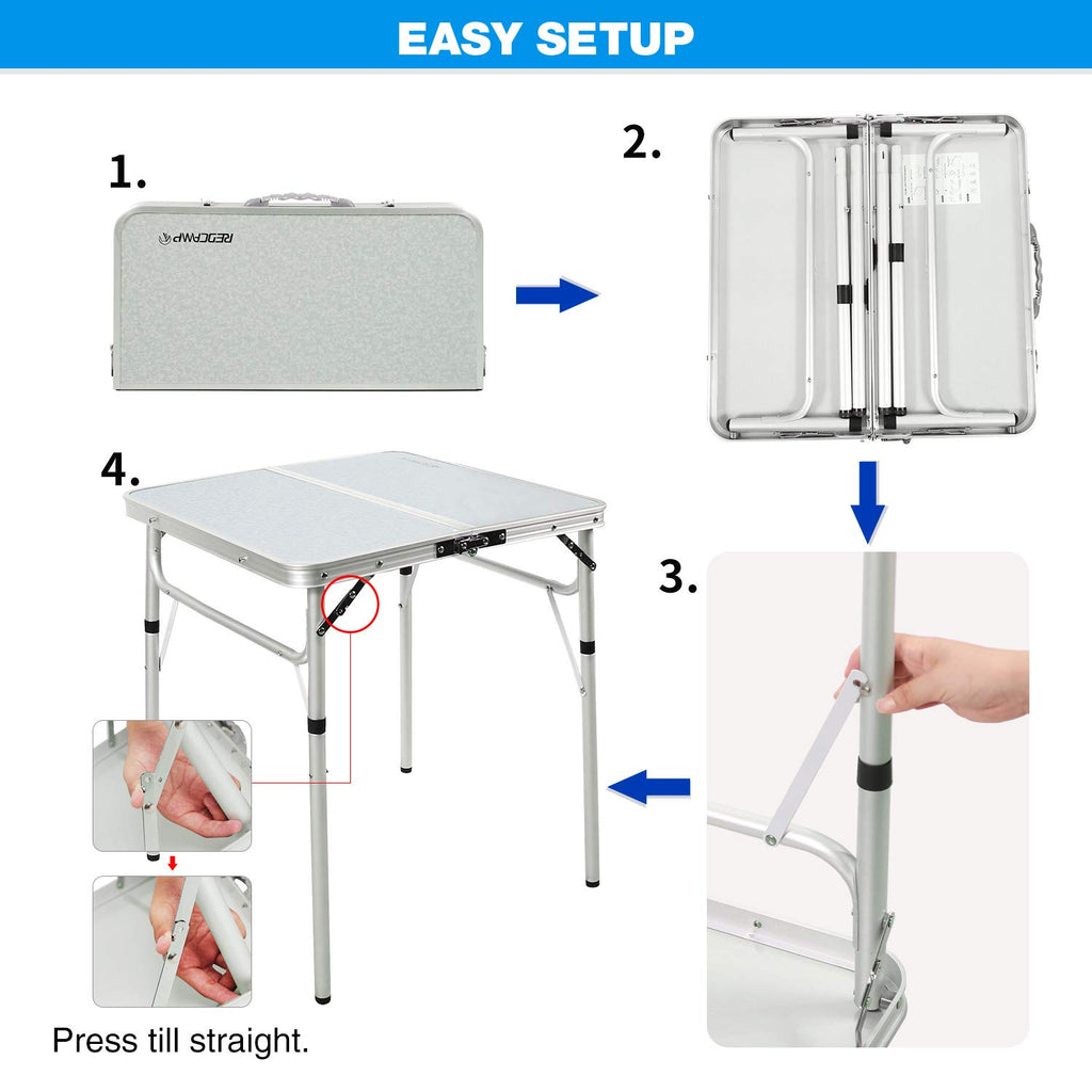 2 Foot Small Square Folding Table with Adjustable Height Y75145