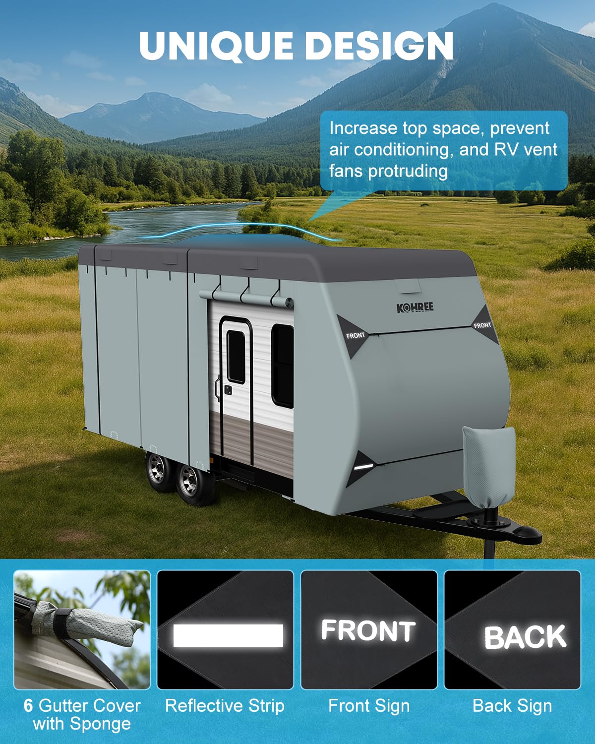22-24 ft Travel Trailer Cover with 8 Vents W550