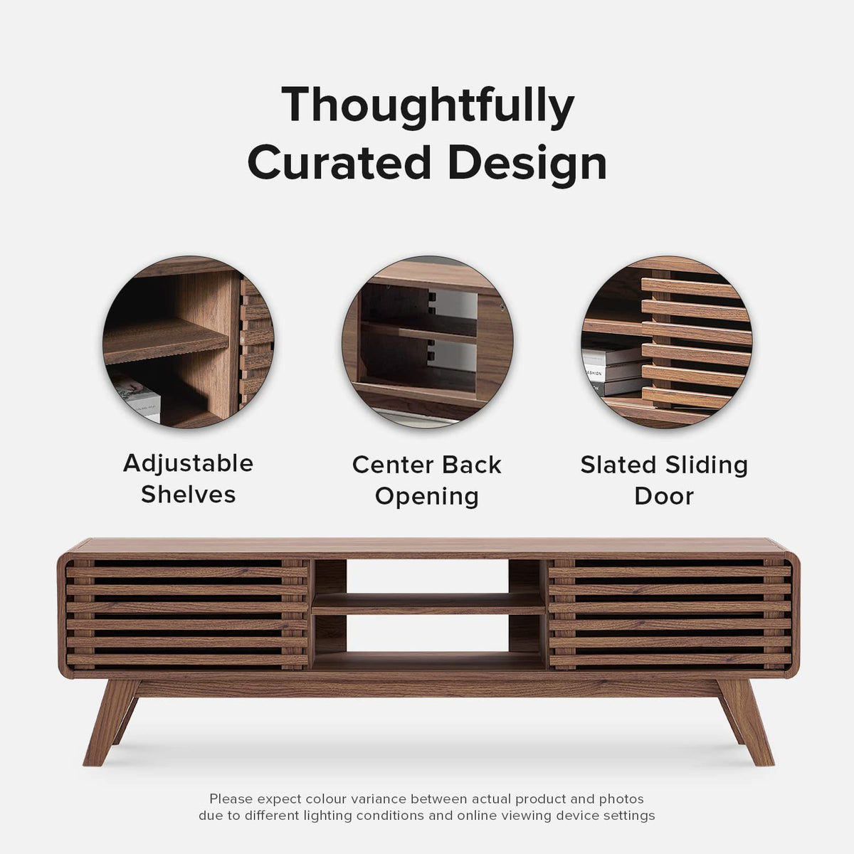 Walnut 59 inch TV Stand with Storage H9217