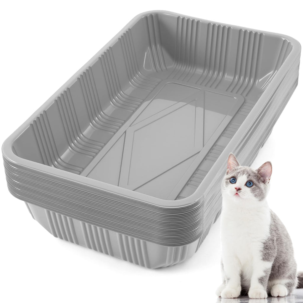 30 Pack Disposable Litter Boxes for Cats Gray T188989