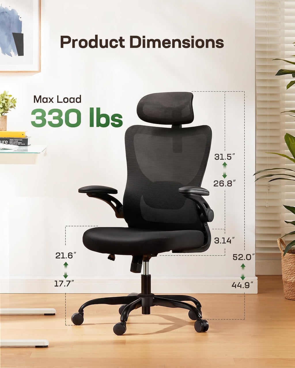 Ergonomic Office Chair with High Back Mesh and Adjustable Lumbar Support E144820