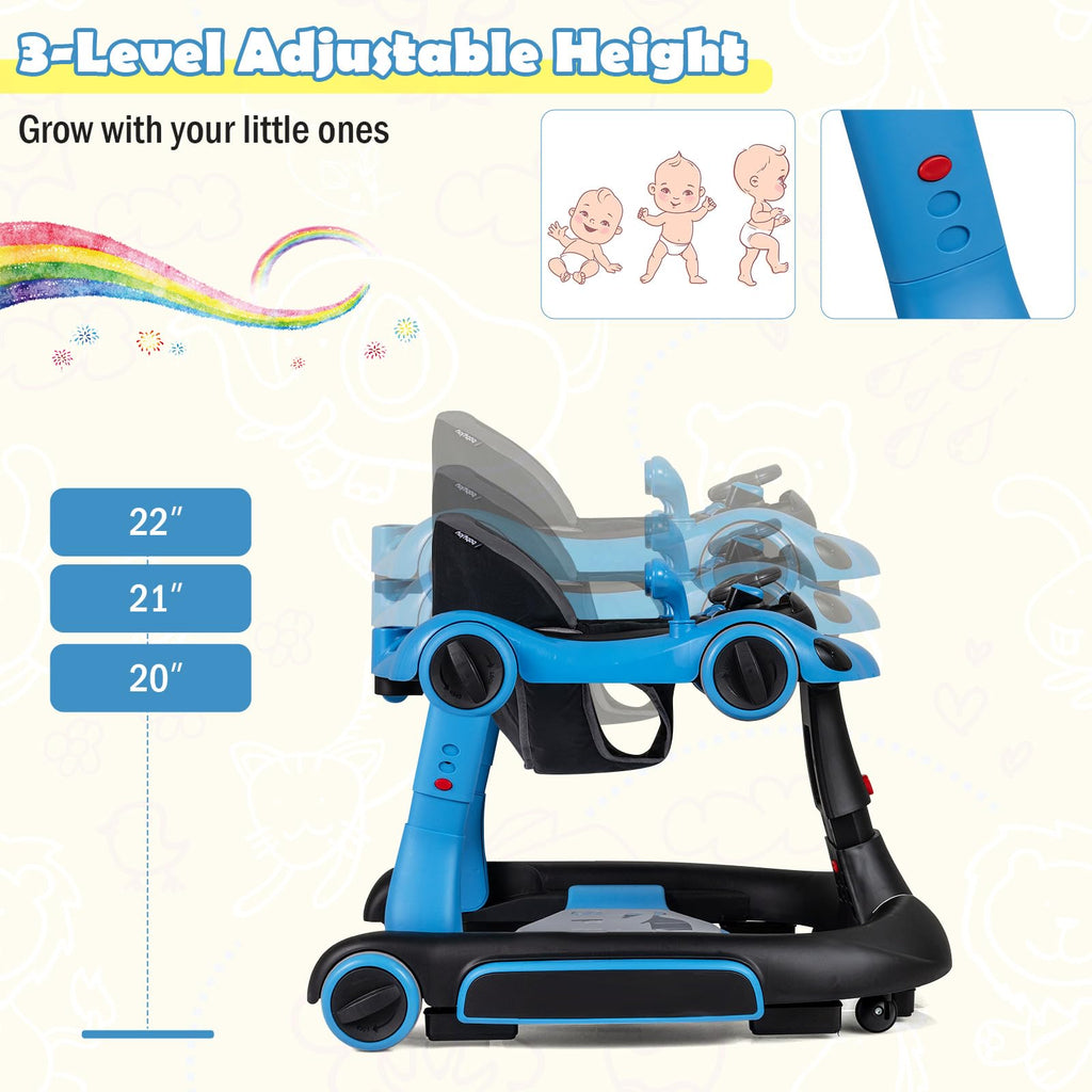 Foldable Baby Walker with Canopy and Wheels X6288
