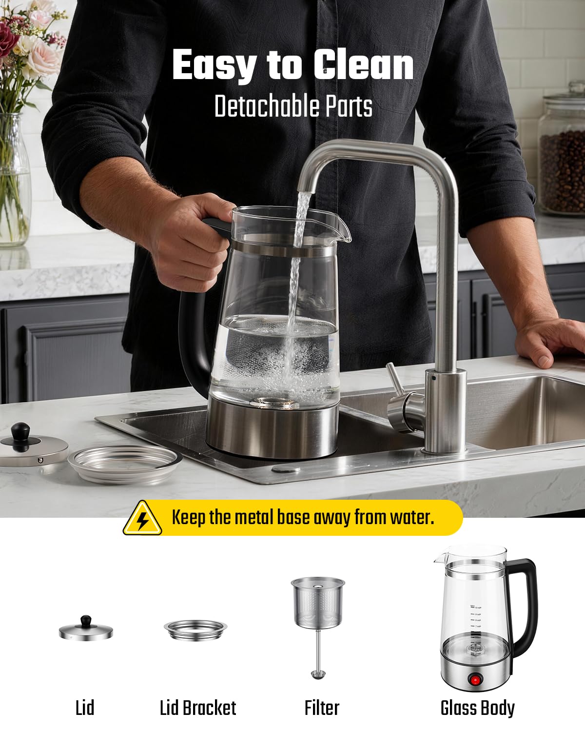 10-Cup Electric Percolator Coffee Pot with Borosilicate Carafe C654576
