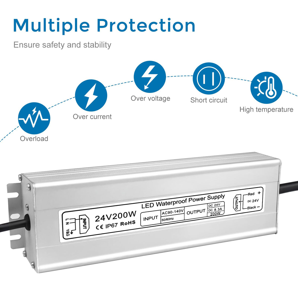 200W 24V IP67 Waterproof LED Driver D527