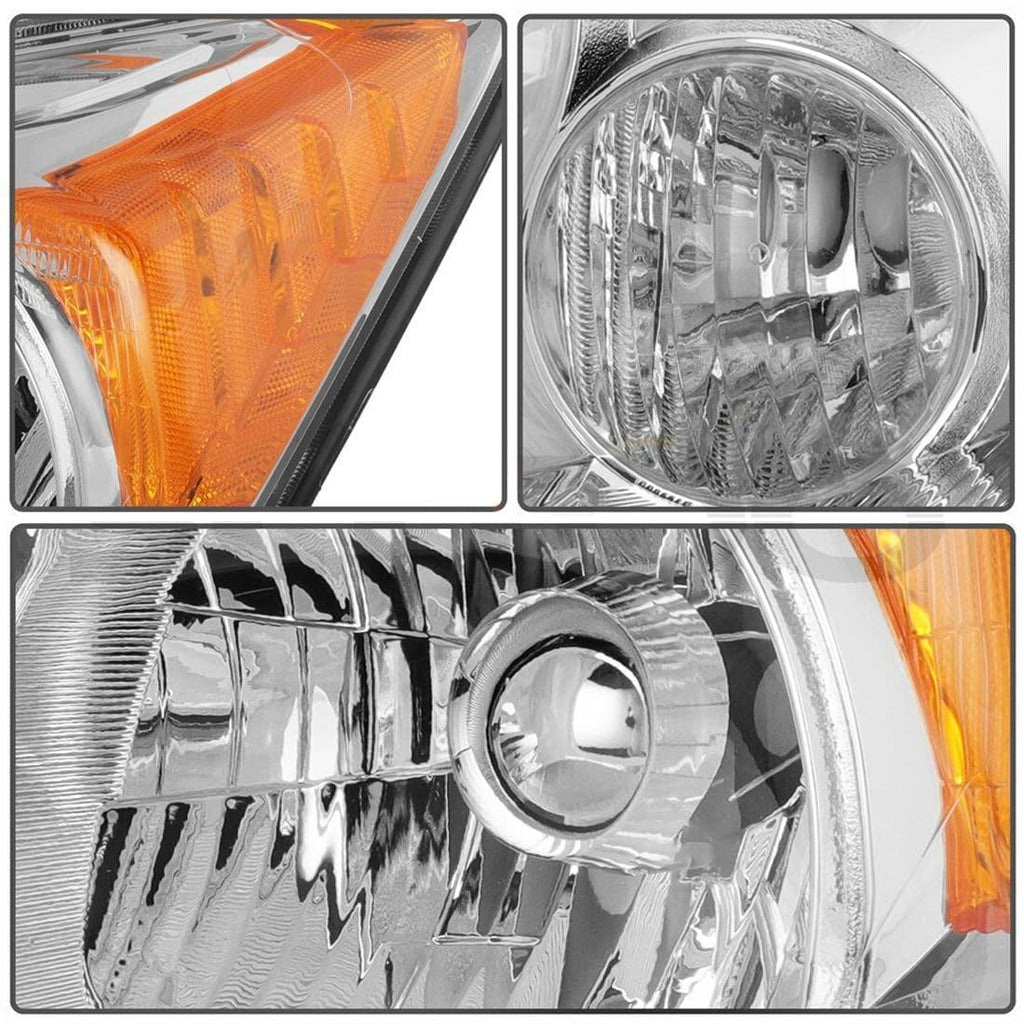 Halogen Headlight Assembly with Chrome Housing Amber Reflector T6826