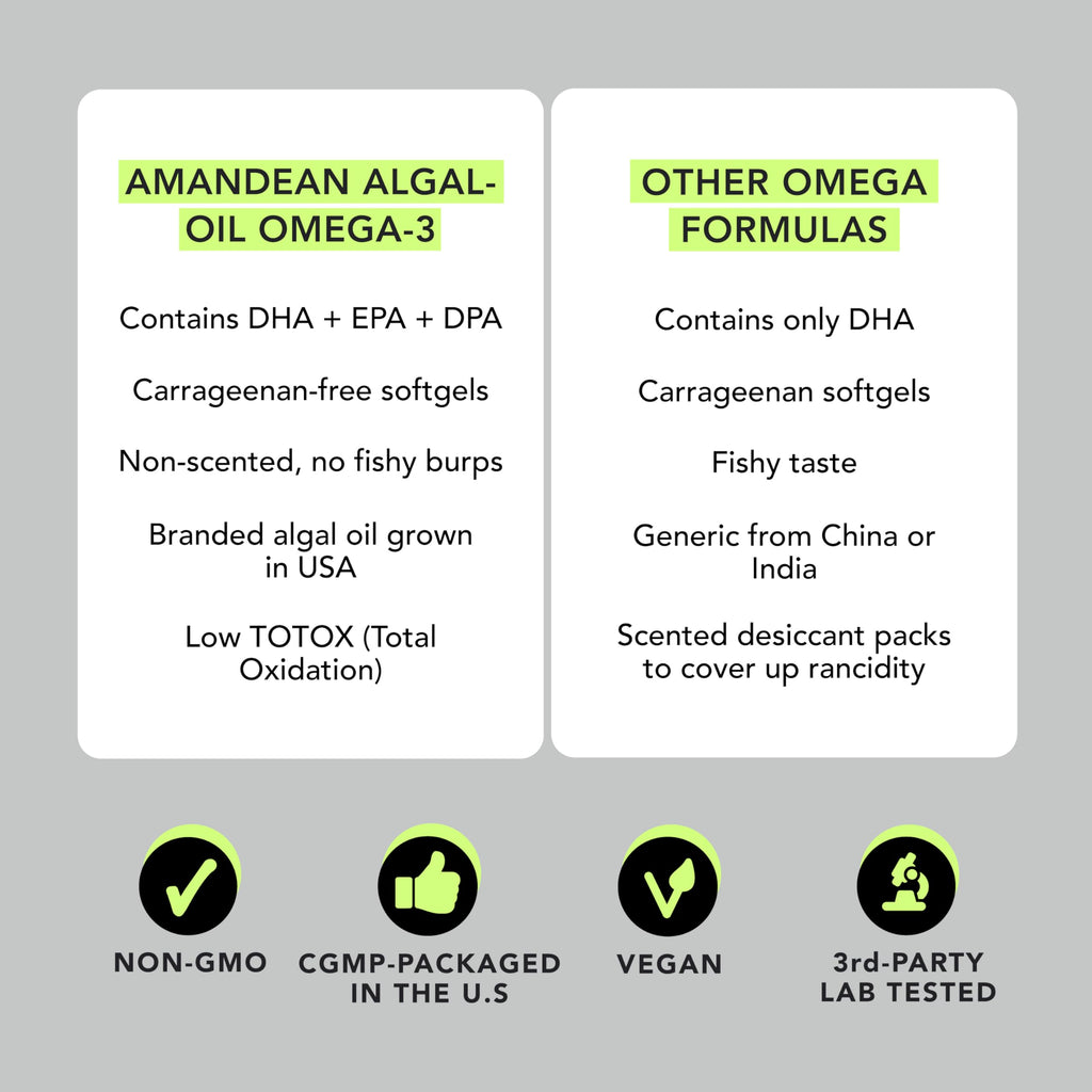 Vegan Omega-3 Algal Oil DHA EPA Softgels, 120ct J29182