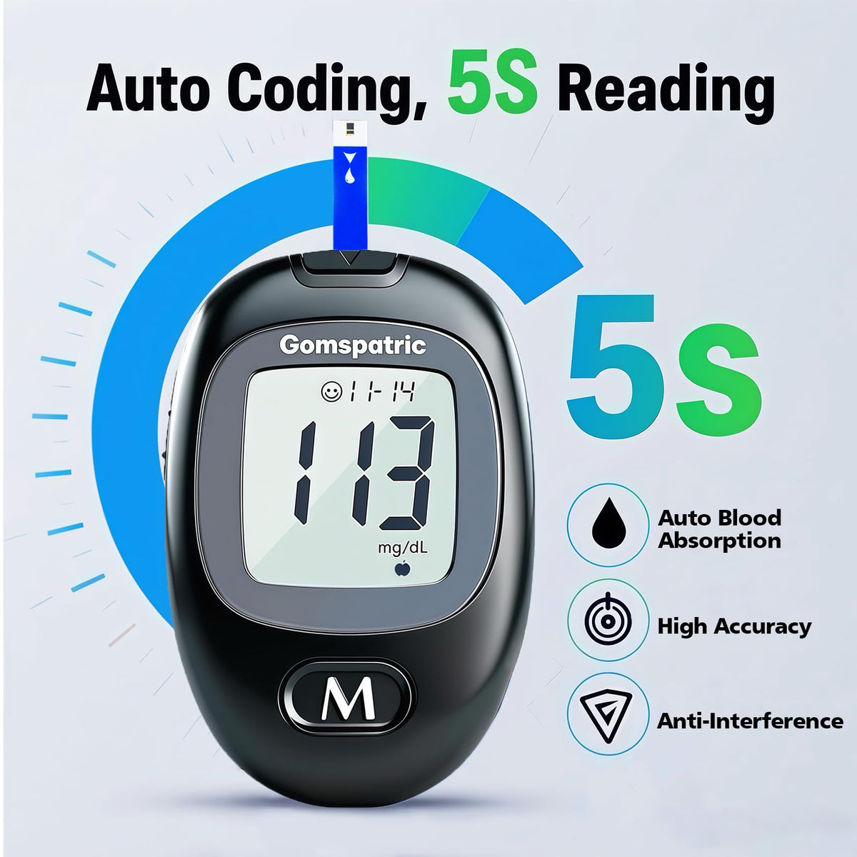 Blood Glucose Monitor Kit with 50 Test Strips and 50 Lancets A9144
