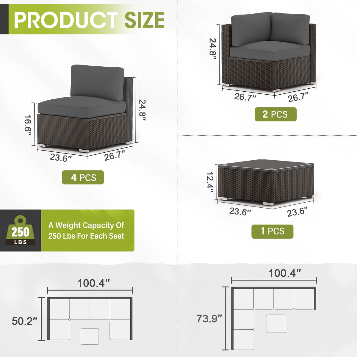Grey 7-Piece Outdoor Patio Furniture Set T347