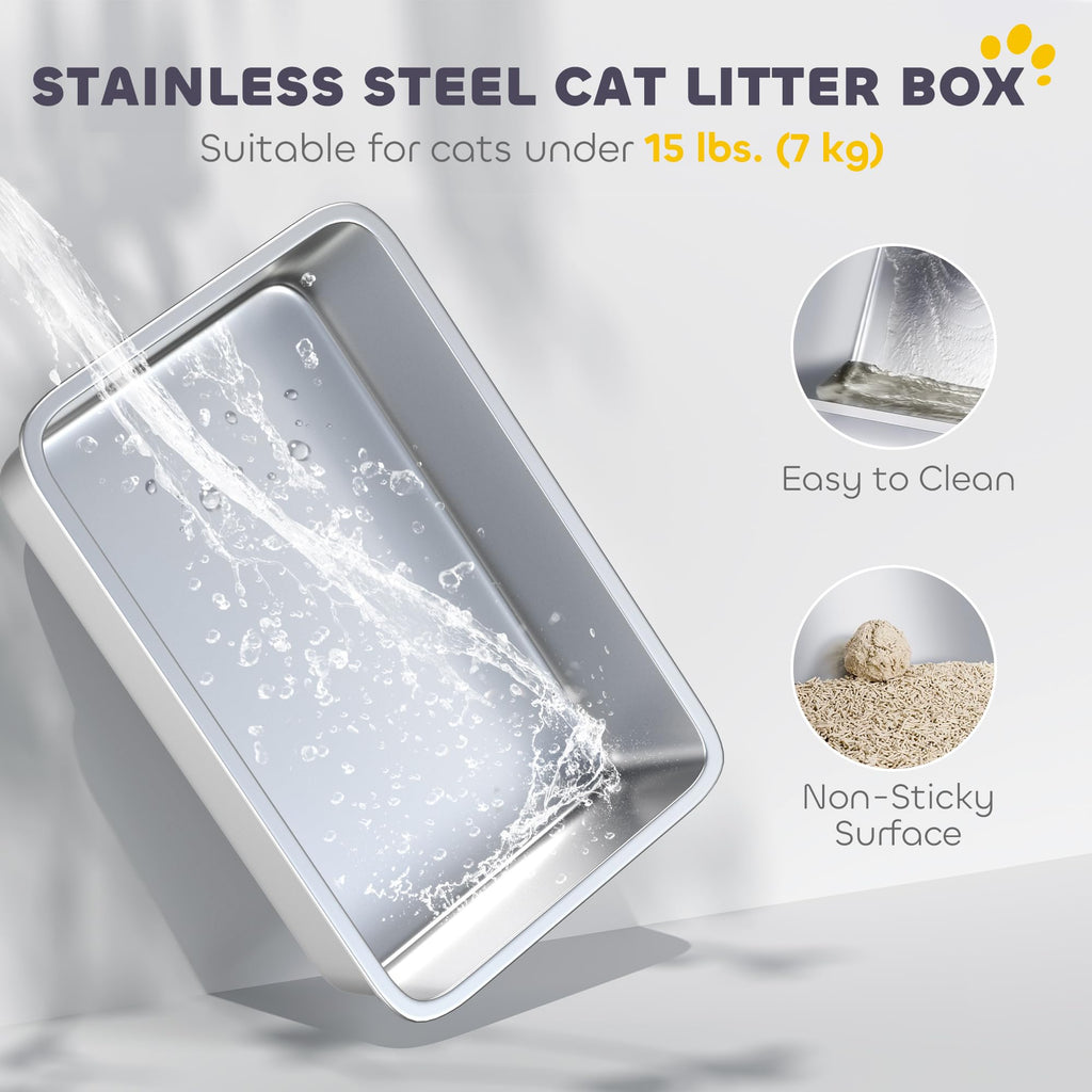 Extra Large Enclosed Stainless Steel Cat Litter Box E2543