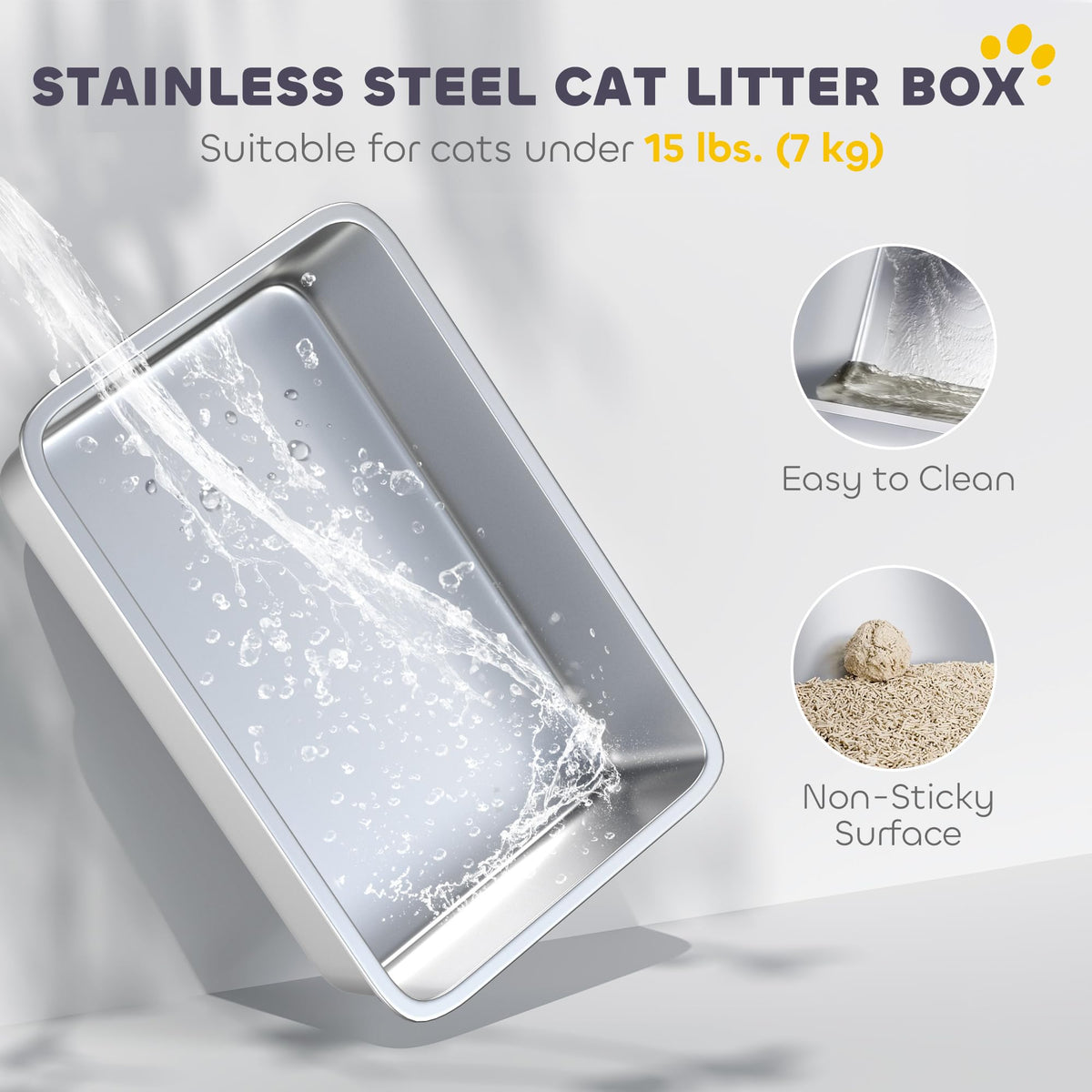 Extra Large Enclosed Stainless Steel Cat Litter Box E2543