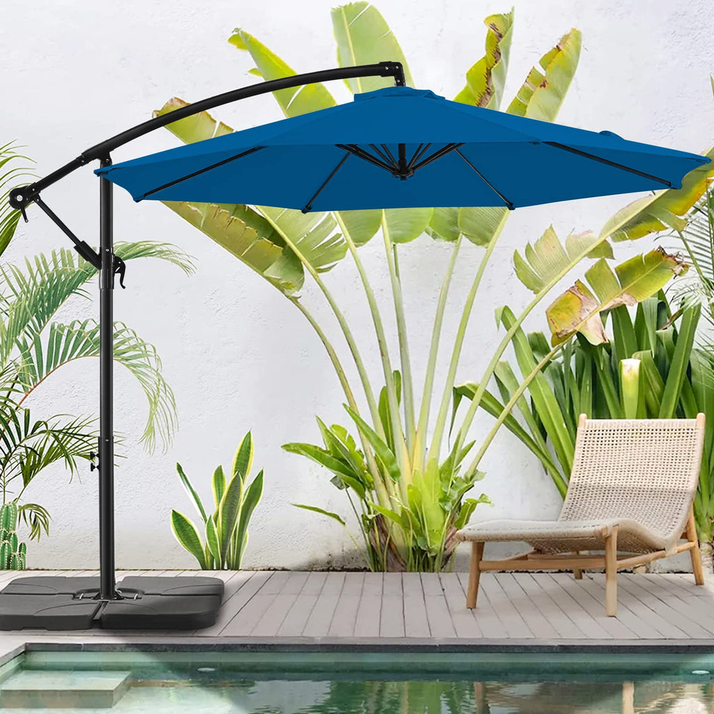 10 FT Patio Offset Umbrella with Infinite Tilt, Crank & Cross Base E7623