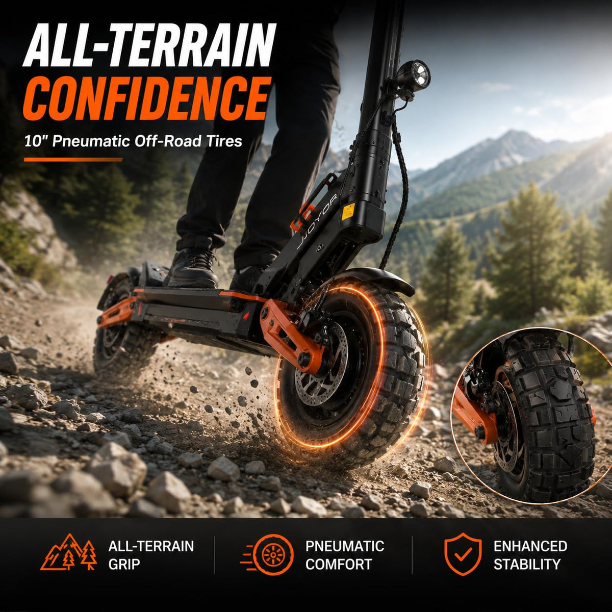 5600W Motor 46 MPH 27Ah Battery 10" Off Road Foldable Electric Scooter S6578