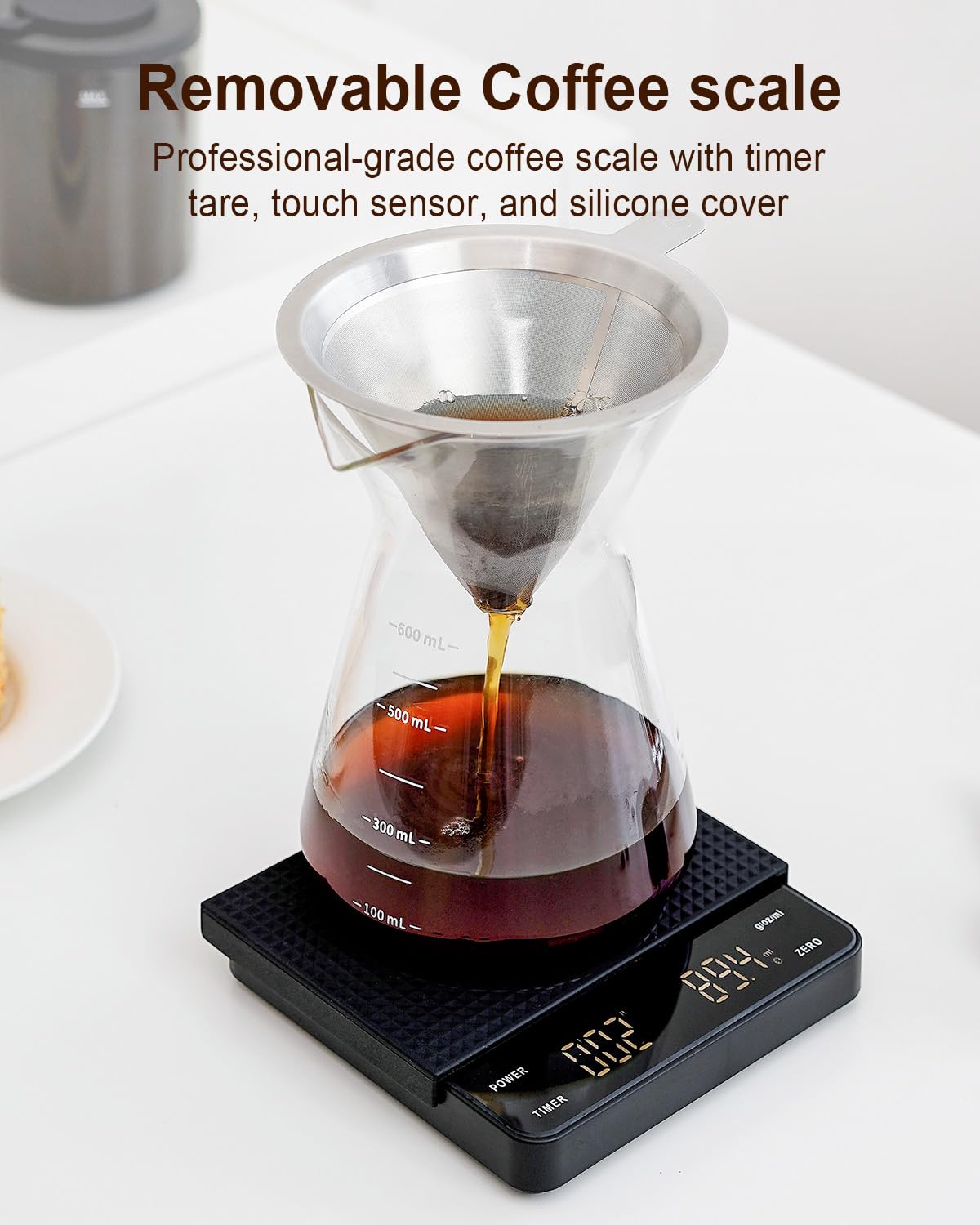 Conical Burr Coffee Grinder with Scale, 31 Grind Settings, Stainless Steel, Black W626