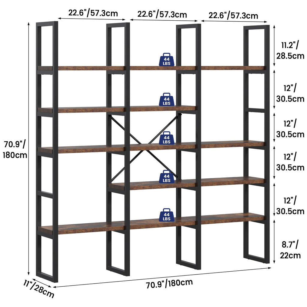 5 Tier Wood and Metal Bookshelf D255693