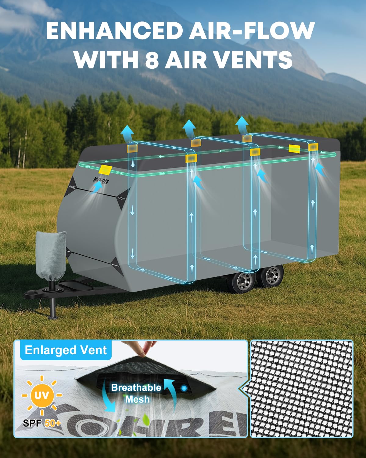 22-24 ft Travel Trailer Cover with 8 Vents W550