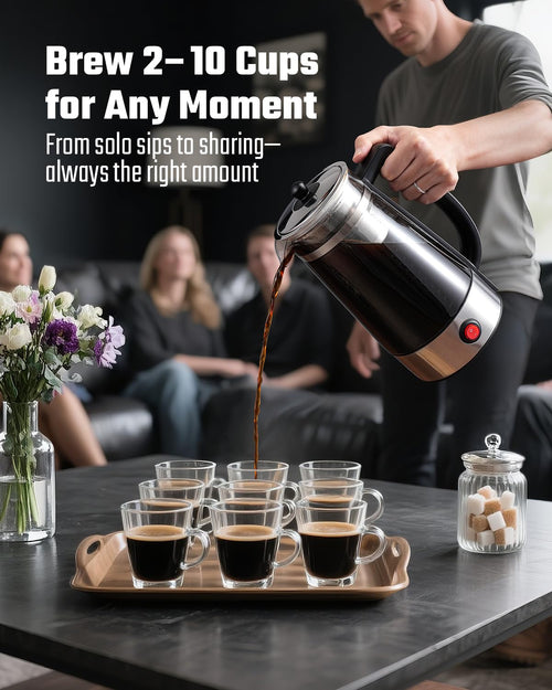 10-Cup Electric Percolator Coffee Pot with Borosilicate Carafe C654576