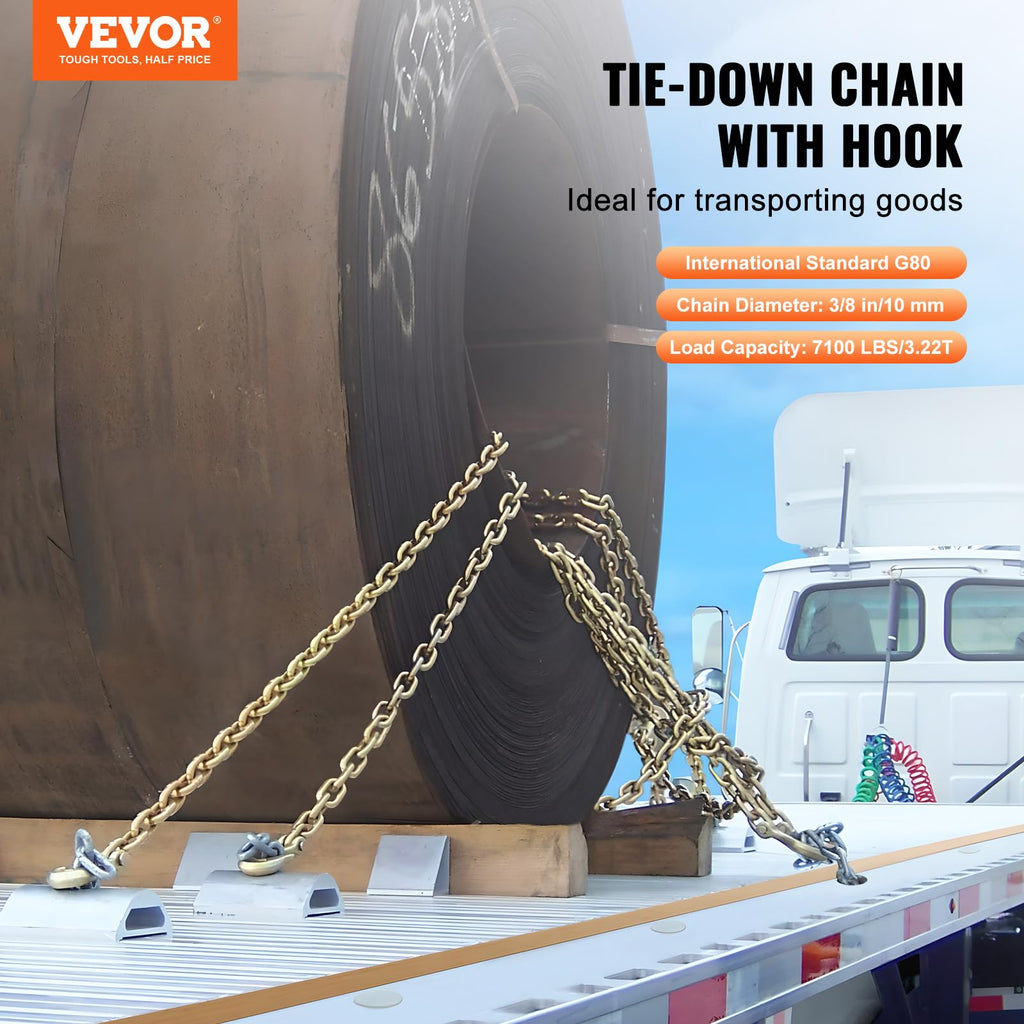 3/8" x 10.3' 2-Pack Tow Chain with Clevis Grab Hooks K996829