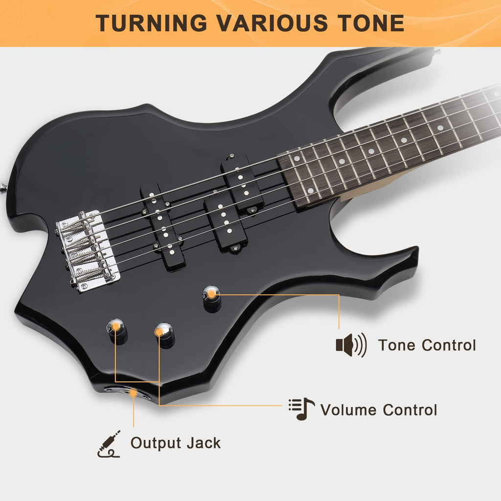 Electric Bass Guitar 4 Strings Full Size Right Hand with Bag N196