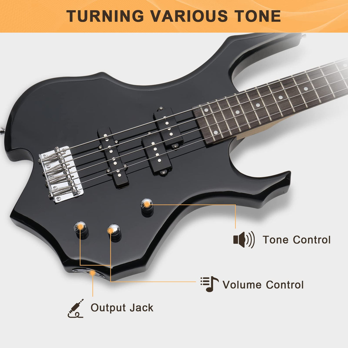 Electric Bass Guitar 4 Strings Full Size Right Hand with Bag N196