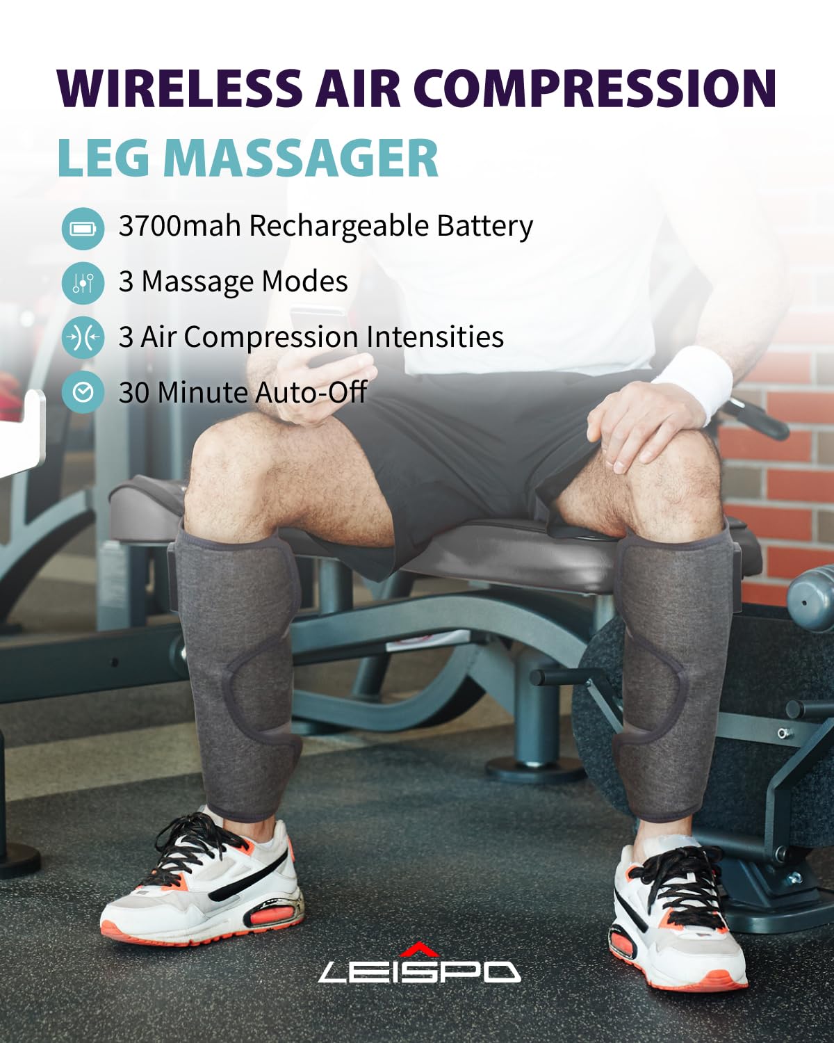Wireless Air Compression Leg Massager with Heat, 4 Modes, Set of 2 P5860
