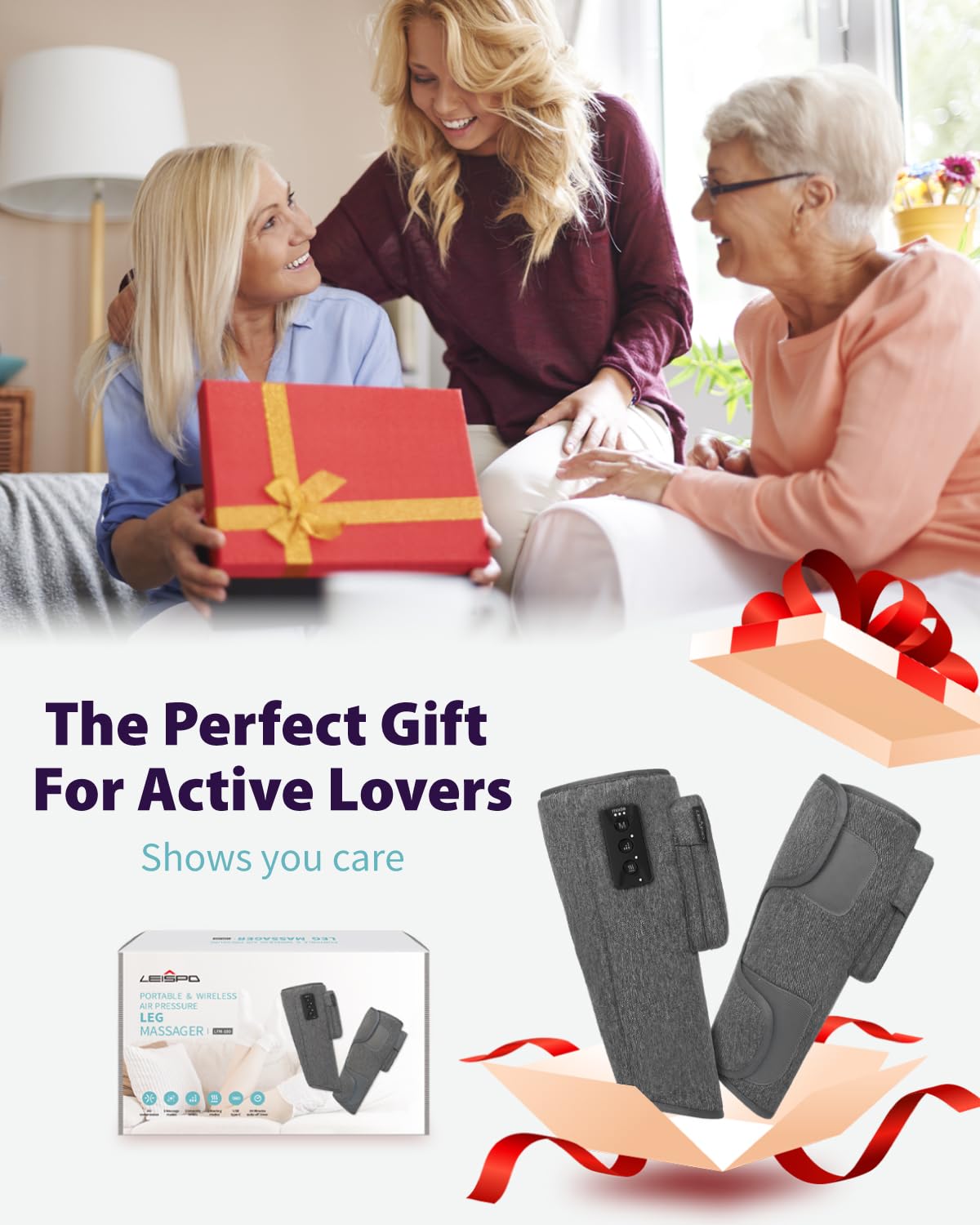 Wireless Air Compression Leg Massager with Heat, 4 Modes, Set of 2 P5860