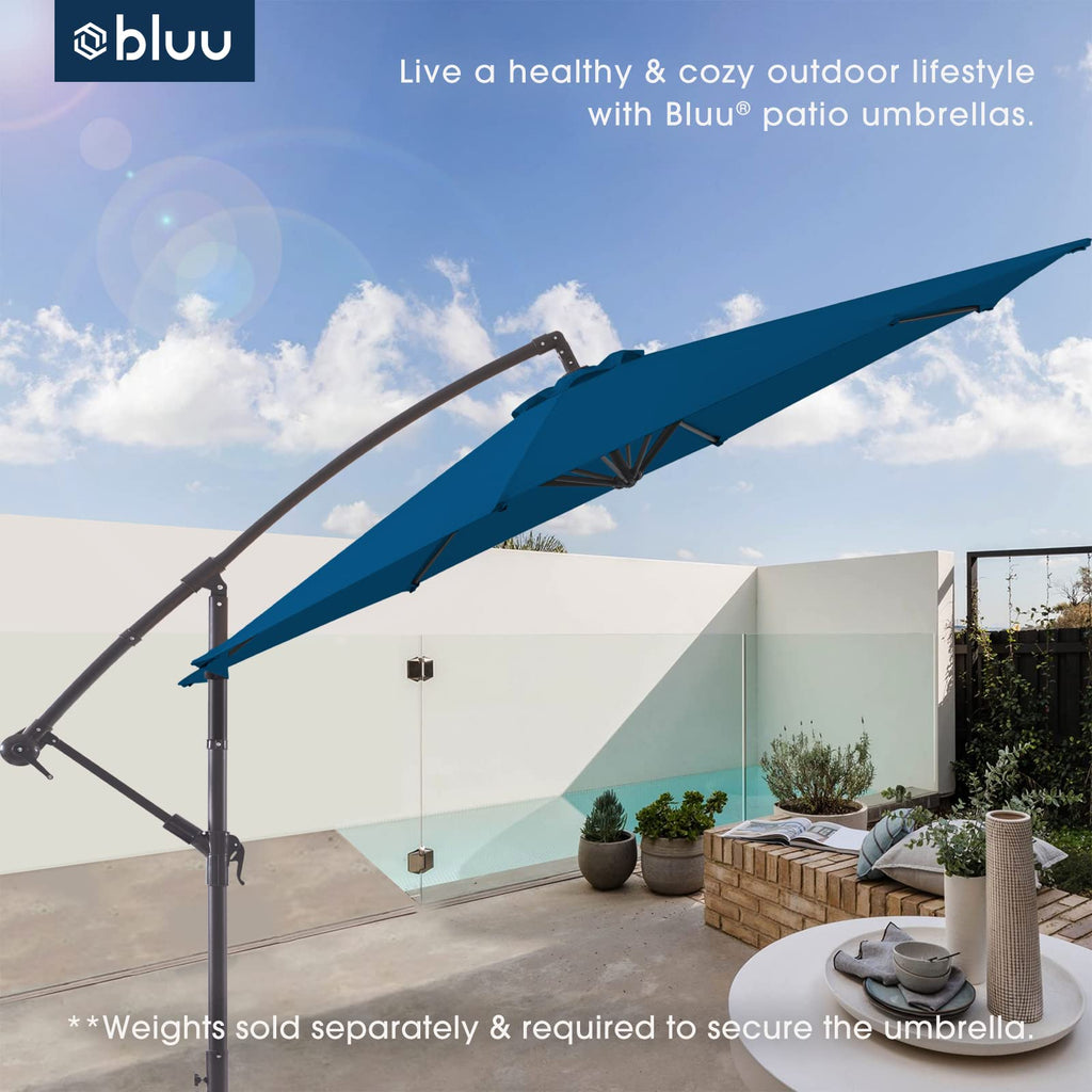 10 FT Patio Offset Umbrella with Infinite Tilt, Crank & Cross Base E7623