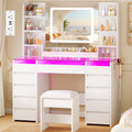 Glass Top Vanity Desk with Mirror and Stool F6936