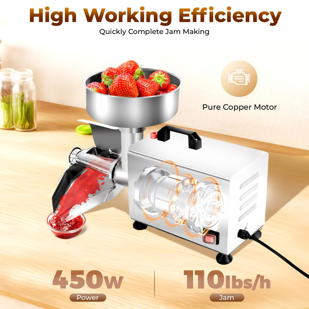 450W Electric Food Strainer with Filter and Trough K313